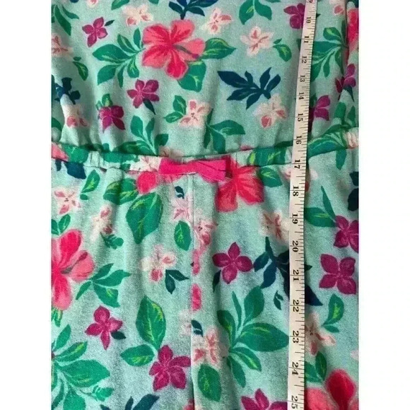 Lands' End Romper Youth X-Large Green Floral All Over Print Shorts Terry Kids - Picture 6 of 6
